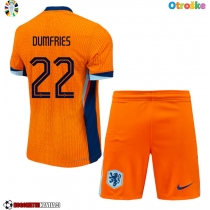 Otroške Nogometnih dresov Nizozemska Denzel Dumfries #22 Domači EP 2024 Kratki rokavi (+ hlače)